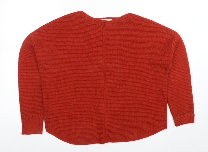 White Stuff Women’s Red Merino Wool Long Sleeve Crew Neck Pullover Jumper Size 12