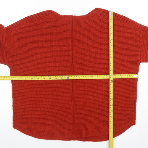 White Stuff Women’s Red Merino Wool Long Sleeve Crew Neck Pullover Jumper Size 12