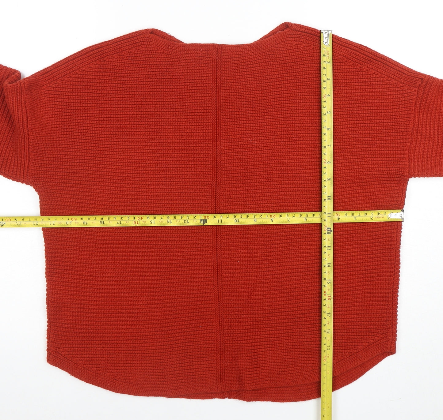 White Stuff Women’s Red Merino Wool Long Sleeve Crew Neck Pullover Jumper Size 12