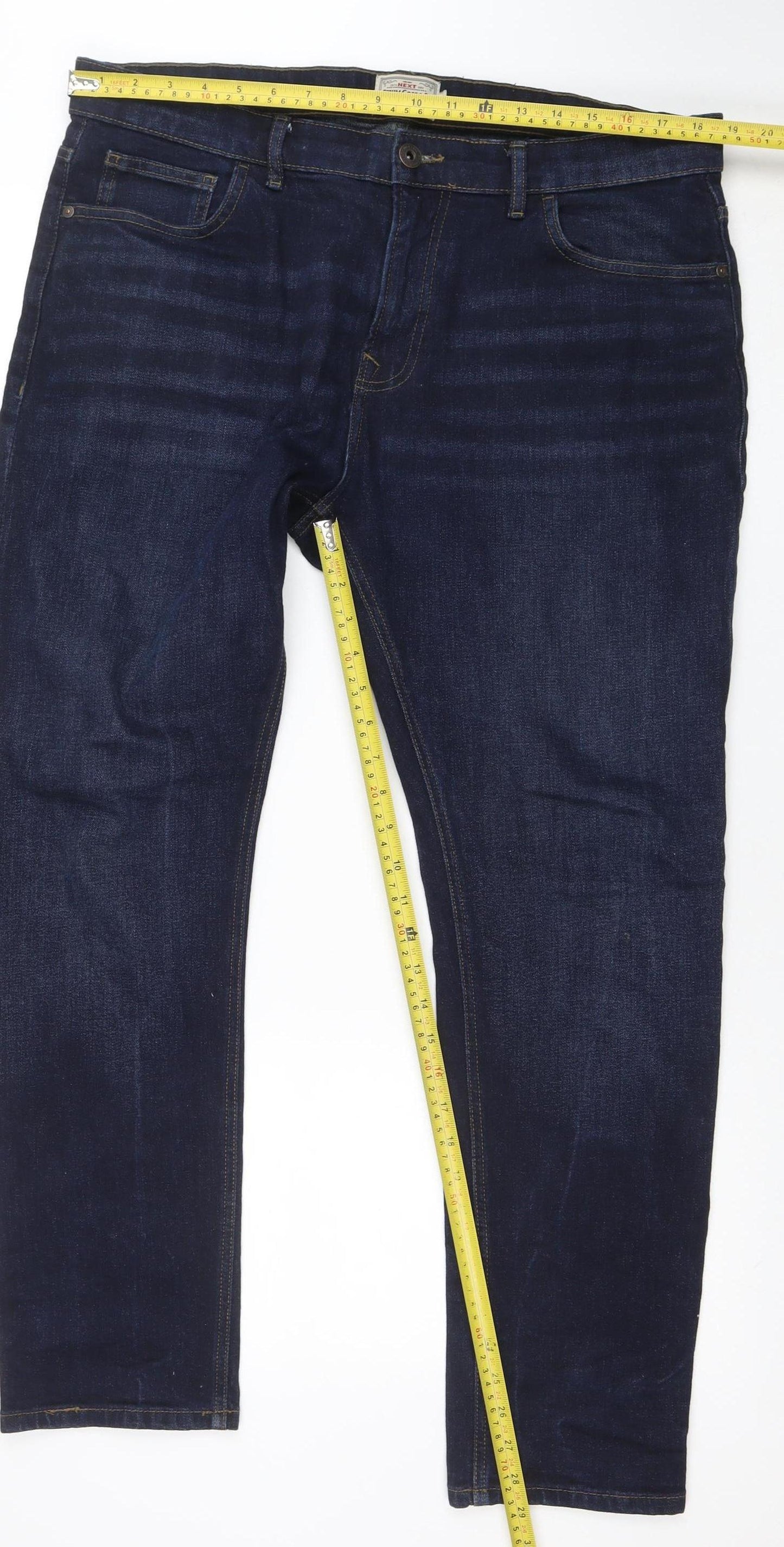 Next Men’s Blue Denim Straight Jeans 31W 94L Regular Fit