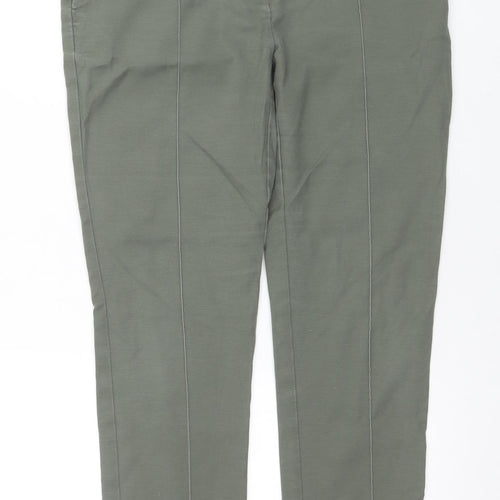 Oasis Women Green Chino Trousers Size 10 Slim Fit Cotton Blend