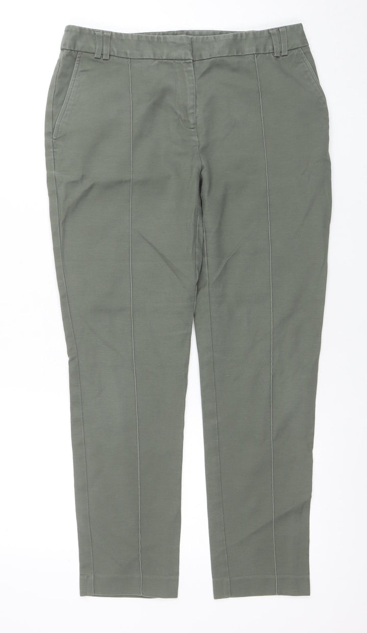 Oasis Women Green Chino Trousers Size 10 Slim Fit Cotton Blend