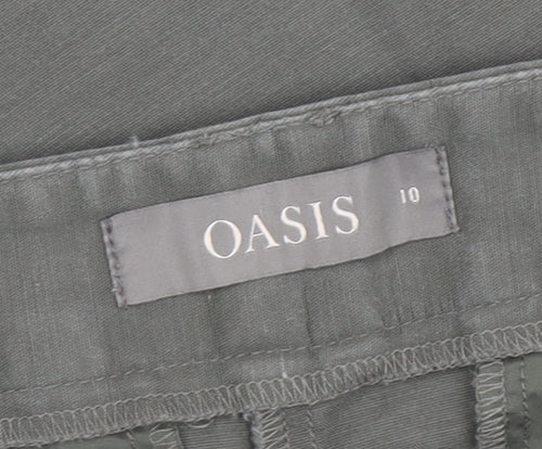 Oasis Women Green Chino Trousers Size 10 Slim Fit Cotton Blend
