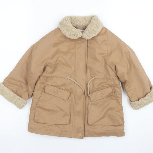 ZARA Girls Beige Parka Coat 2-3 Years Fleece Lined Winter Jacket