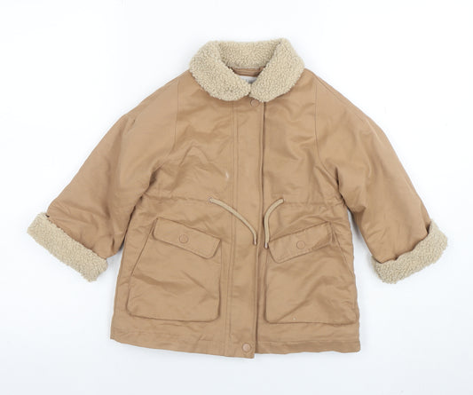 ZARA Girls Beige Parka Coat 2-3 Years Fleece Lined Winter Jacket
