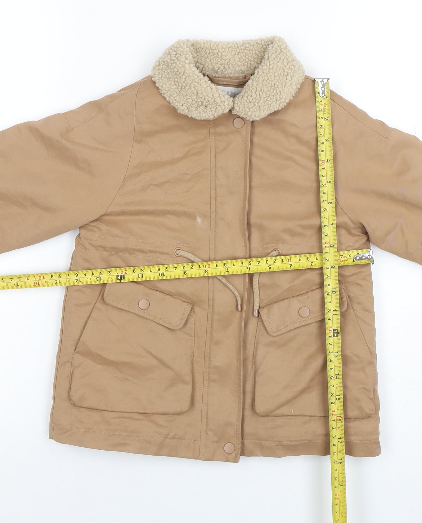 ZARA Girls Beige Parka Coat 2-3 Years Fleece Lined Winter Jacket