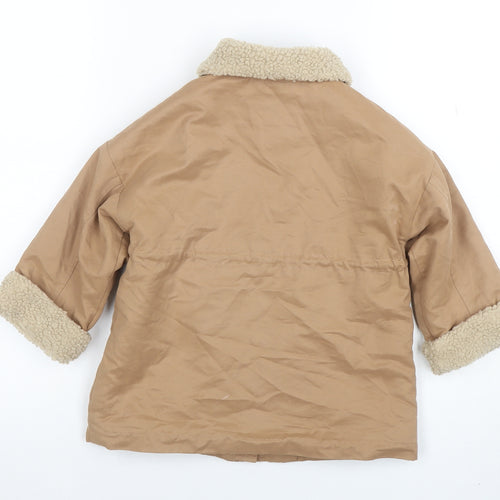 ZARA Girls Beige Parka Coat 2-3 Years Fleece Lined Winter Jacket