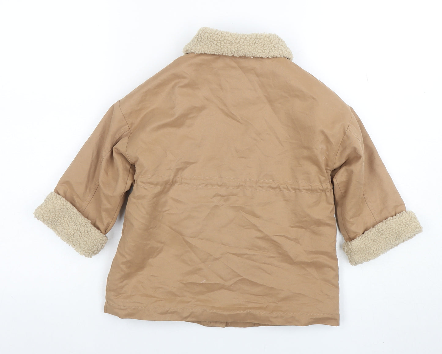 ZARA Girls Beige Parka Coat 2-3 Years Fleece Lined Winter Jacket