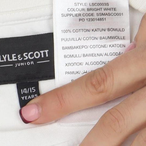 Lyle & Scott Boys White Cotton Logo T-Shirt 14-15 Years Short Sleeve