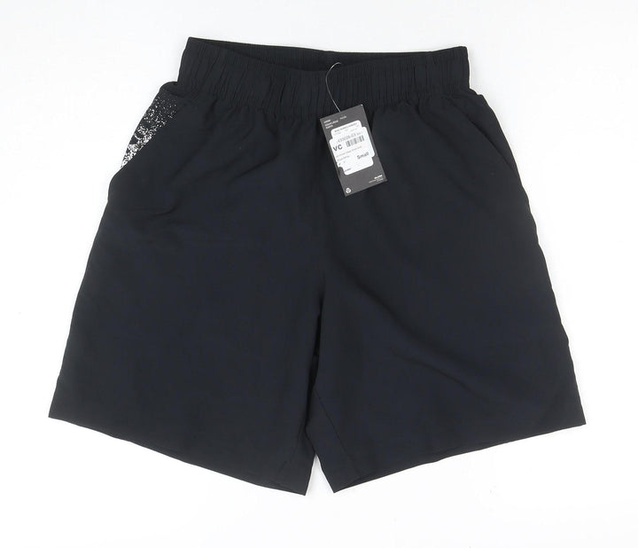 Under Armour Boys Black Small Loose Fit Athletic Shorts Polyester