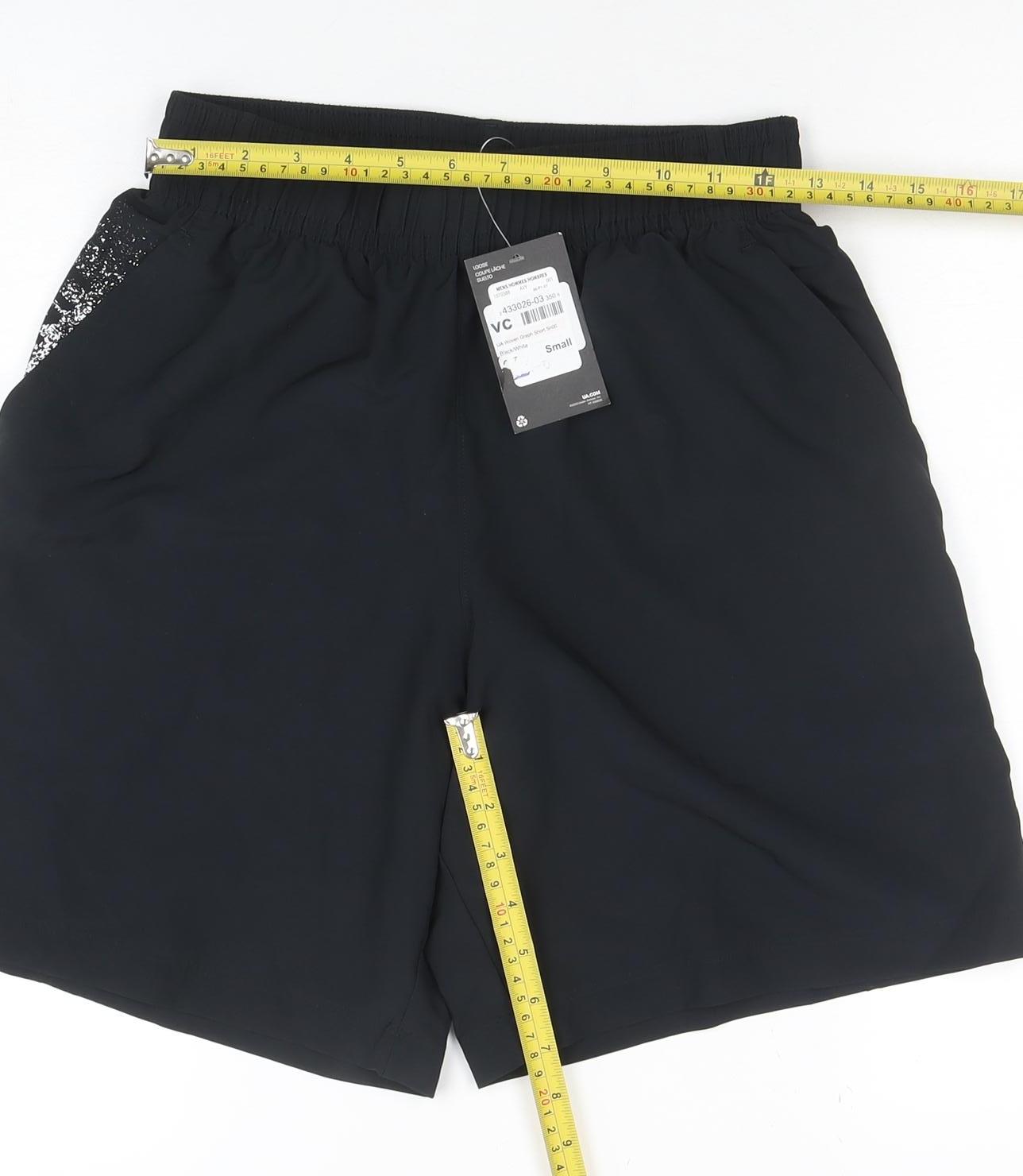 Under Armour Boys Black Small Loose Fit Athletic Shorts Polyester