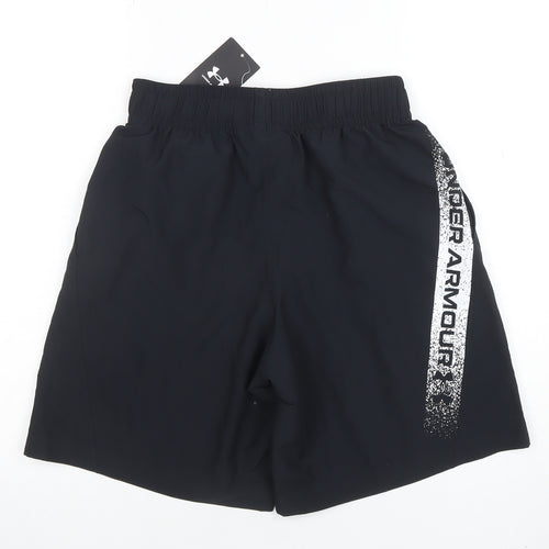 Under Armour Boys Black Small Loose Fit Athletic Shorts Polyester