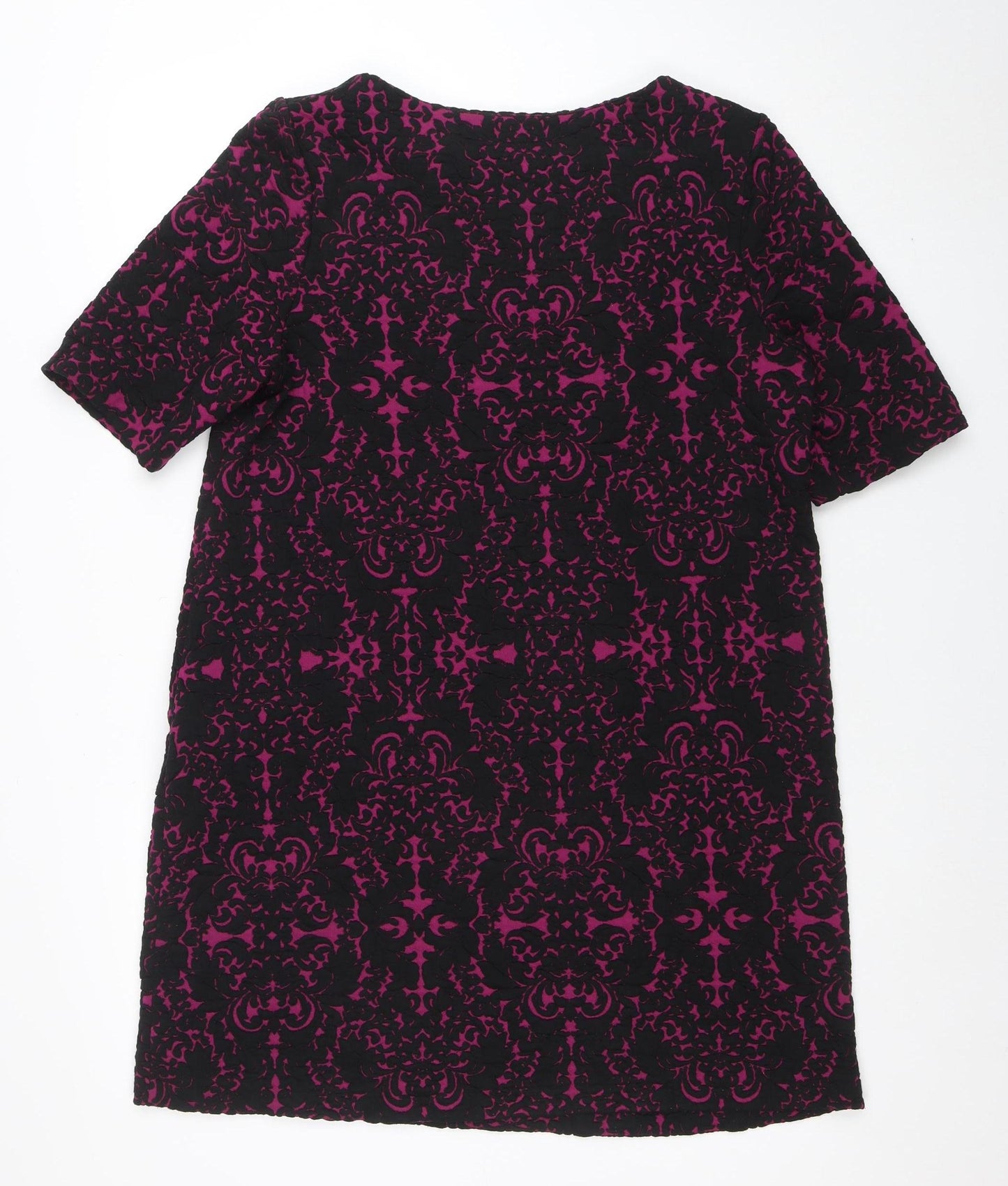 DUNNES Women Black Shift Dress Size 16 Jacquard Zip Detail