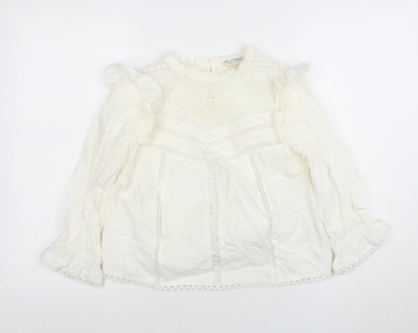 OshKosh B'gosh Teens Ivory Ruffle Lace Cotton Blouse UK 6