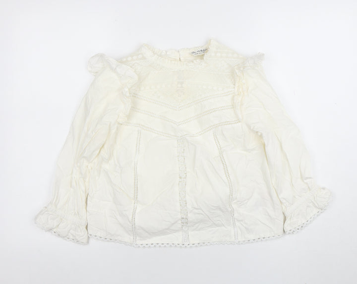 OshKosh B'gosh Teens Ivory Ruffle Lace Cotton Blouse UK 6