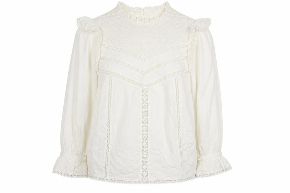 OshKosh B'gosh Teens Ivory Ruffle Lace Cotton Blouse UK 6