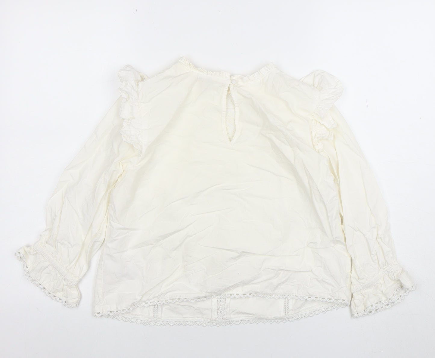 OshKosh B'gosh Teens Ivory Ruffle Lace Cotton Blouse UK 6