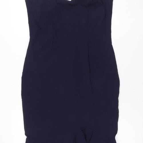 Amy Childs Collection Women's Blue Off Shoulder Ruffle Bodycon Dress Size 14