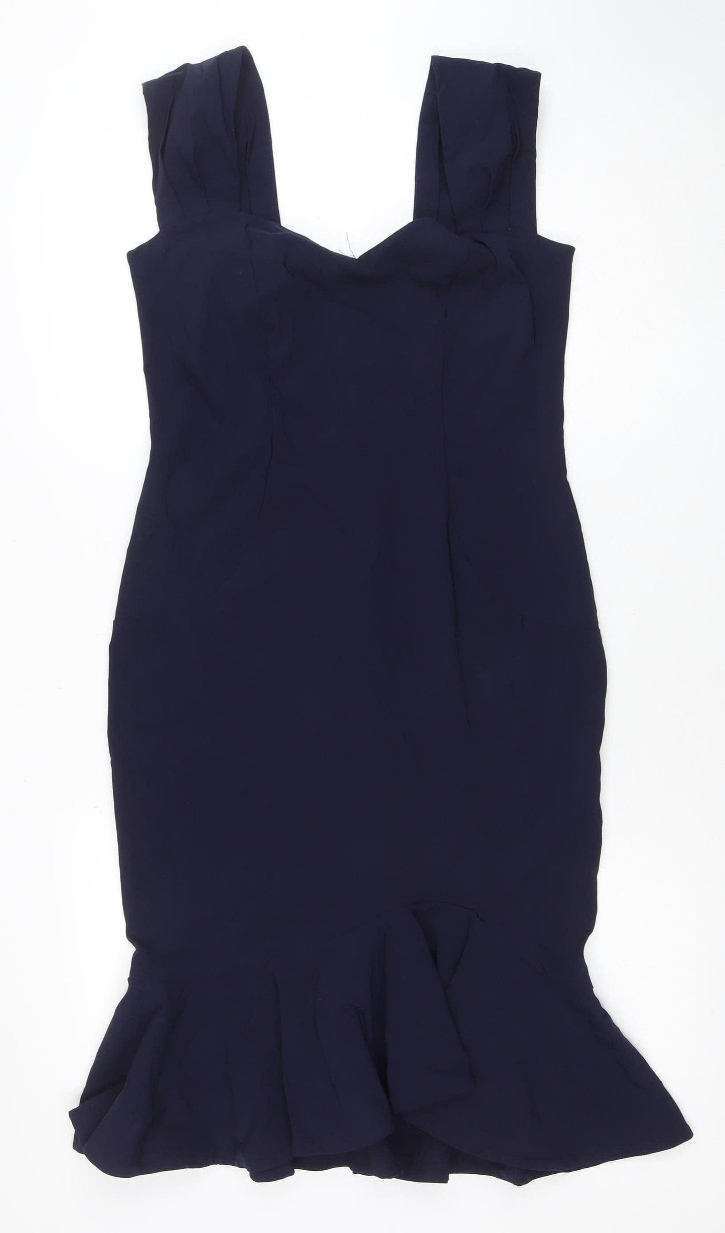 Amy Childs Collection Women's Blue Off Shoulder Ruffle Bodycon Dress Size 14