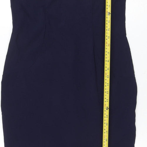 Amy Childs Collection Women's Blue Off Shoulder Ruffle Bodycon Dress Size 14