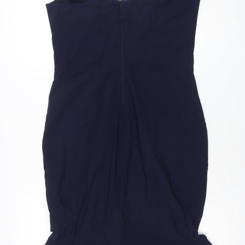 Amy Childs Collection Women's Blue Off Shoulder Ruffle Bodycon Dress Size 14