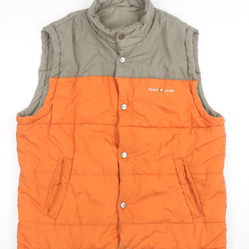 Enrico Man Men's Orange Puffer Waistcoat M Polyester Cotton Lined