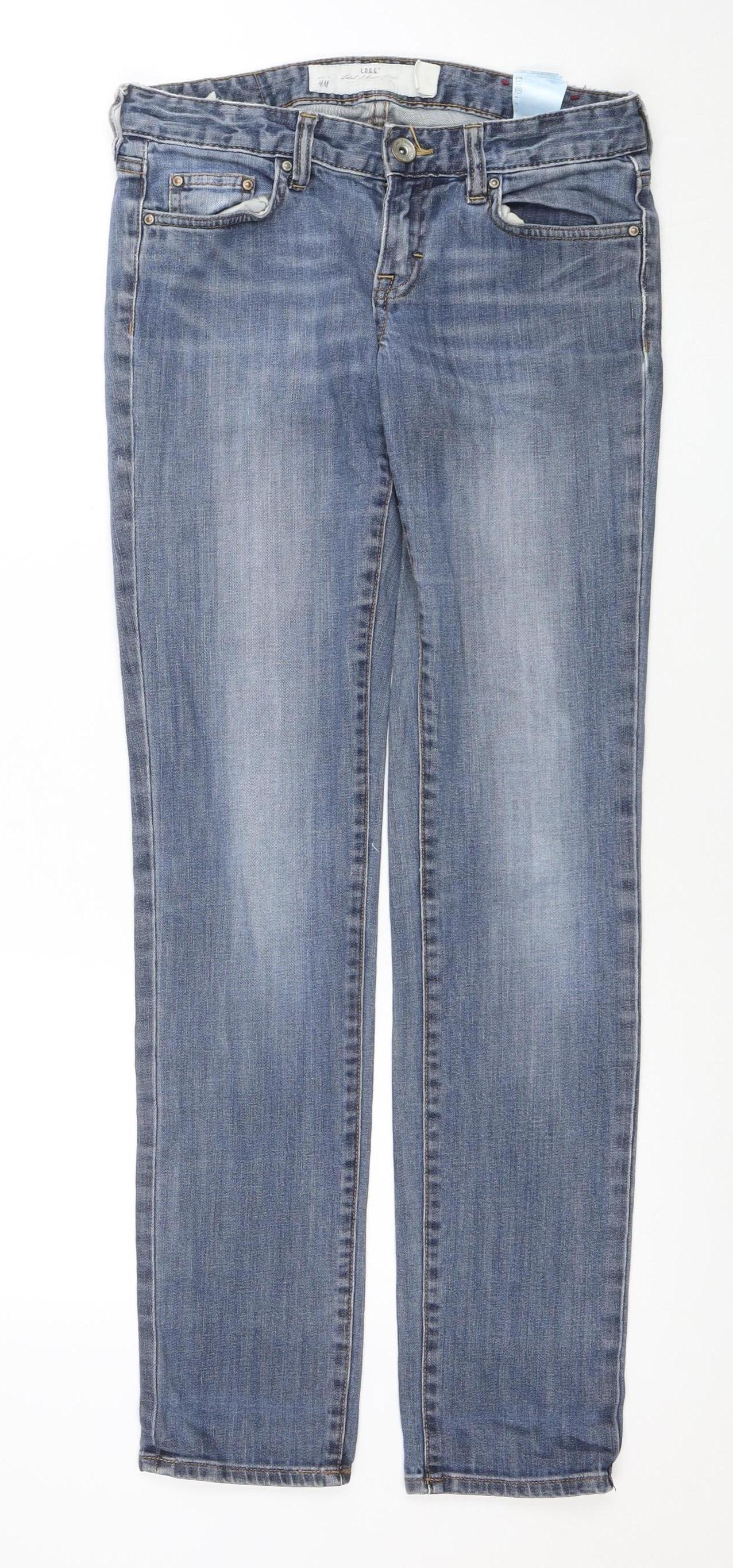 H&M L.O.G.G. Women's Blue Straight Leg Denim Jeans Size 8