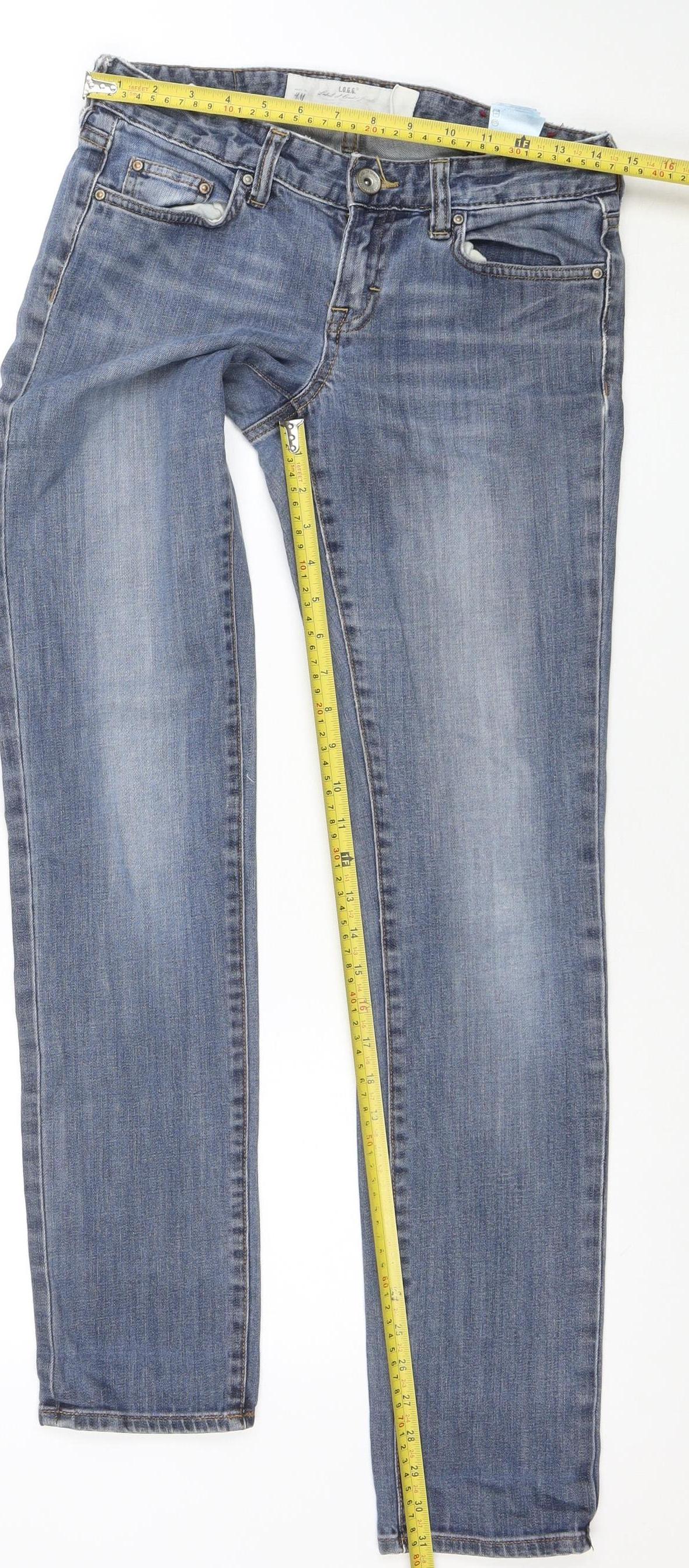 H&M L.O.G.G. Women's Blue Straight Leg Denim Jeans Size 8