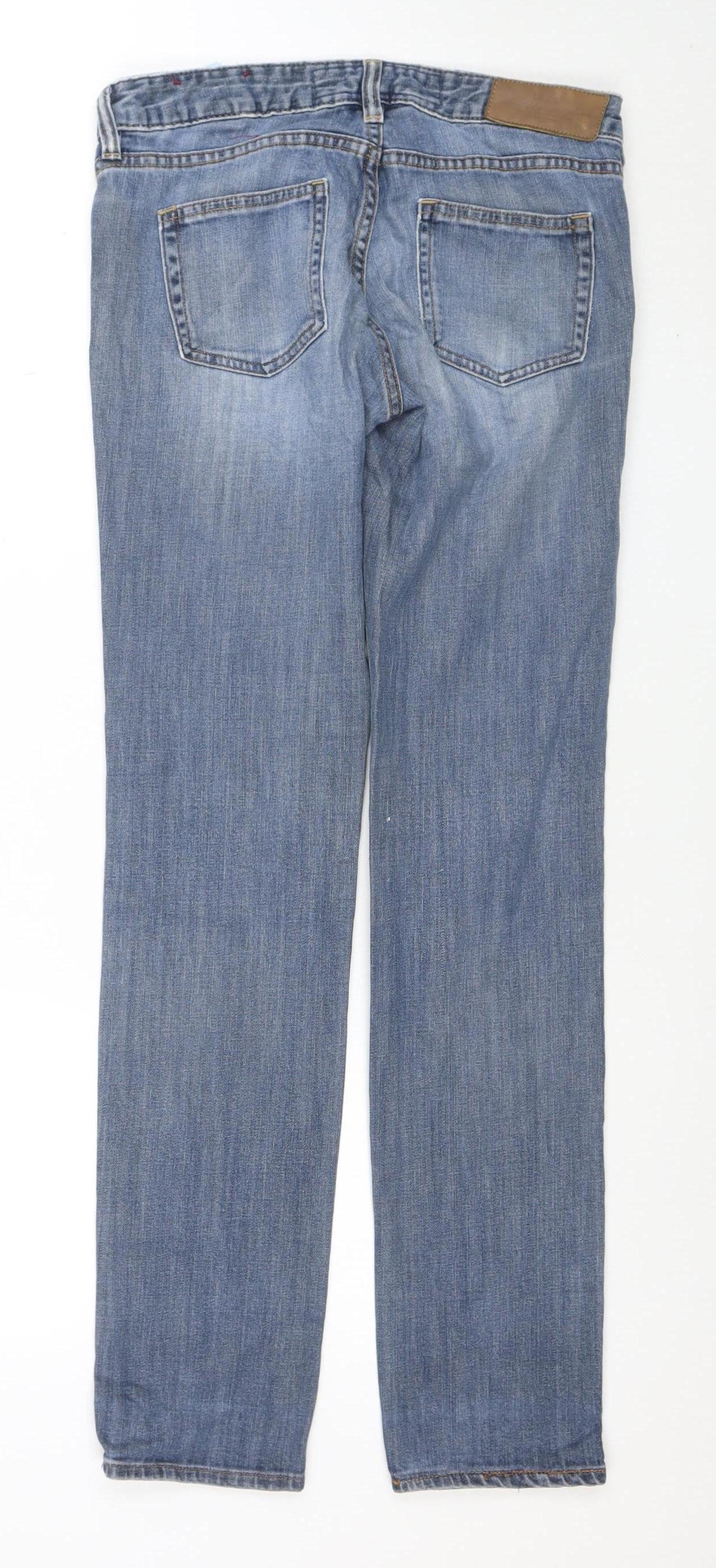 H&M L.O.G.G. Women's Blue Straight Leg Denim Jeans Size 8