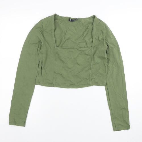 ASOS Women’s Green Cropped Long Sleeve Square Neck Stretch Top Size 14