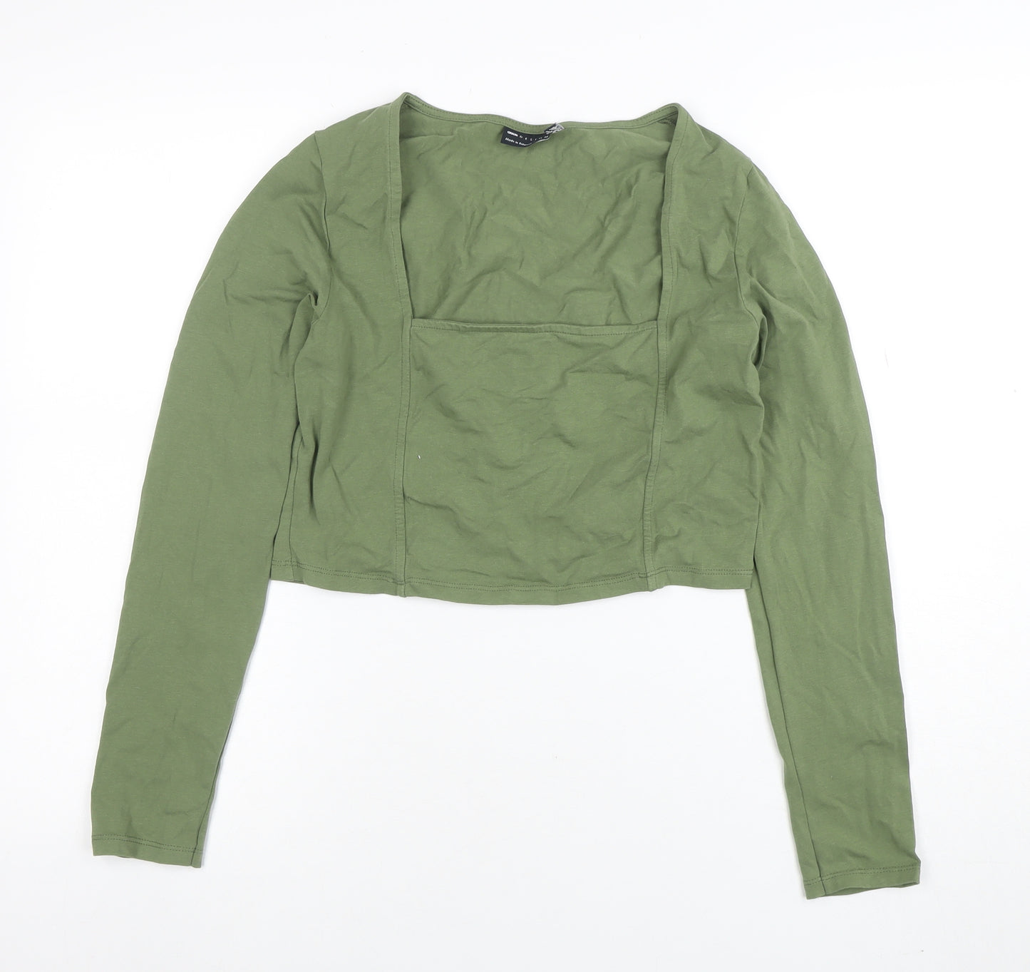 ASOS Women’s Green Cropped Long Sleeve Square Neck Stretch Top Size 14