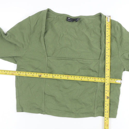 ASOS Women’s Green Cropped Long Sleeve Square Neck Stretch Top Size 14