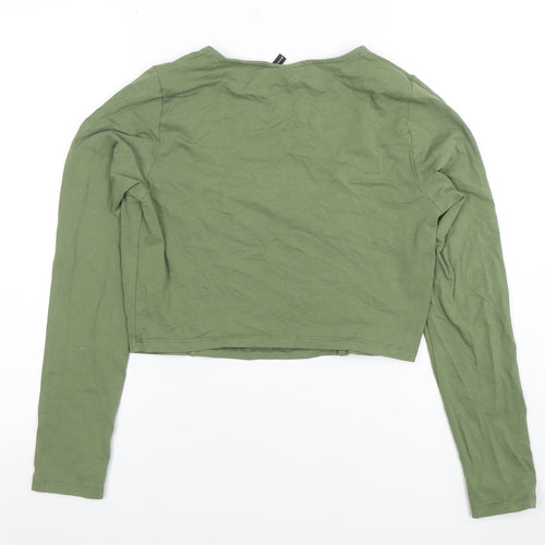 ASOS Women’s Green Cropped Long Sleeve Square Neck Stretch Top Size 14