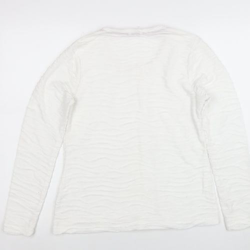 Dash Women’s White Long Sleeve Scoop Neck Jersey Top Size 12