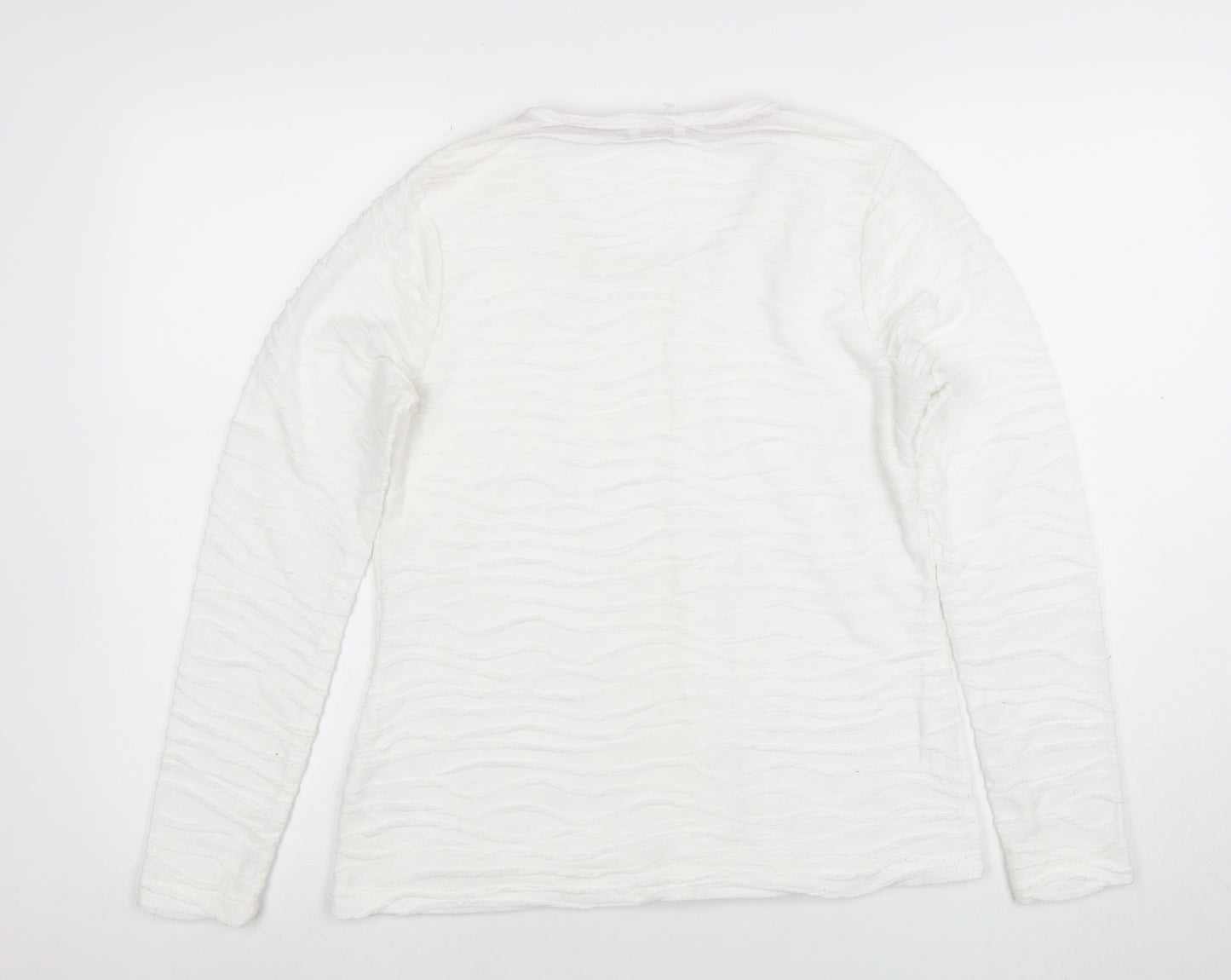Dash Women’s White Long Sleeve Scoop Neck Jersey Top Size 12