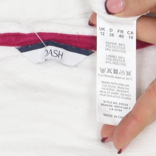 Dash Women’s White Long Sleeve Scoop Neck Jersey Top Size 12