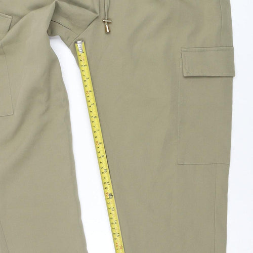 Pretty Little Thing Women Beige Cargo Trousers Size 12 Drawstring Waist
