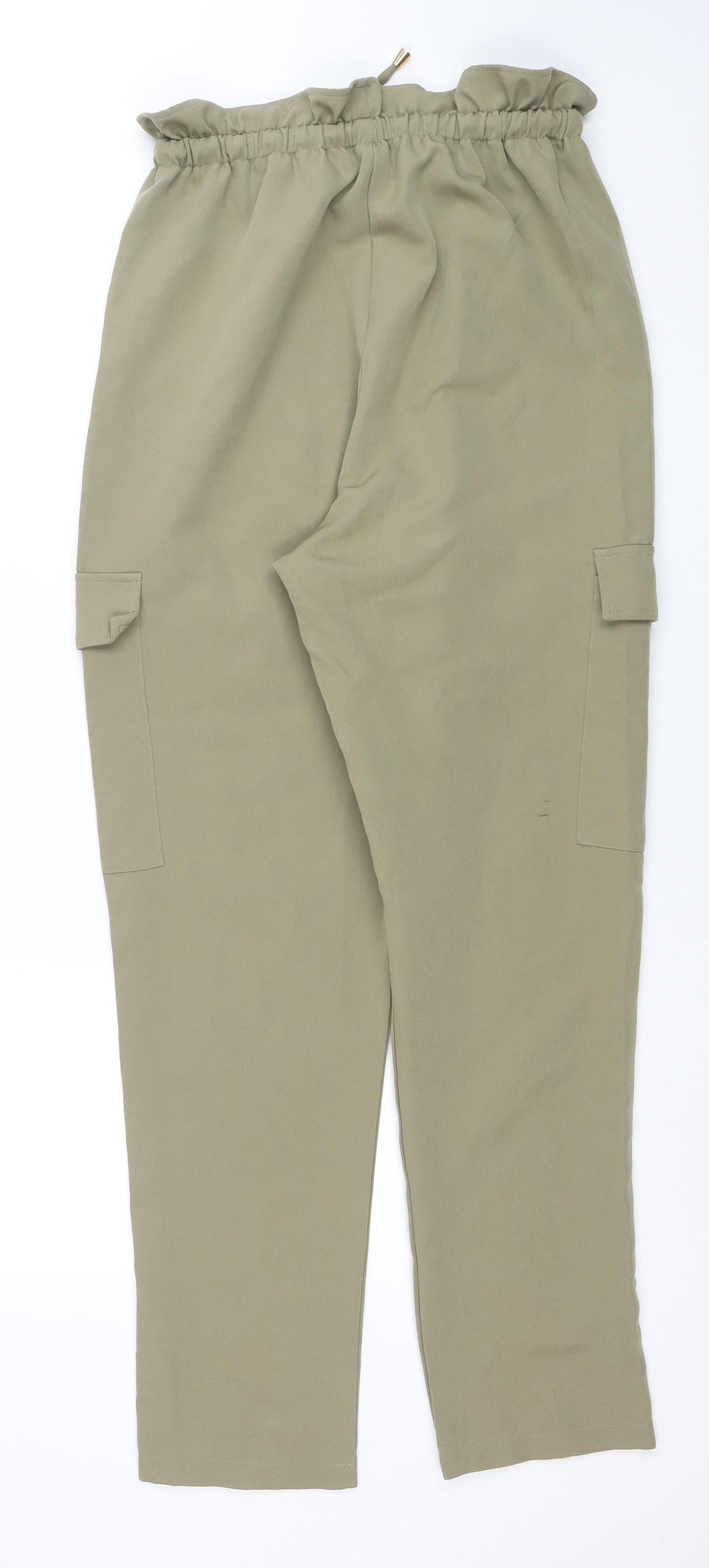 Pretty Little Thing Women Beige Cargo Trousers Size 12 Drawstring Waist