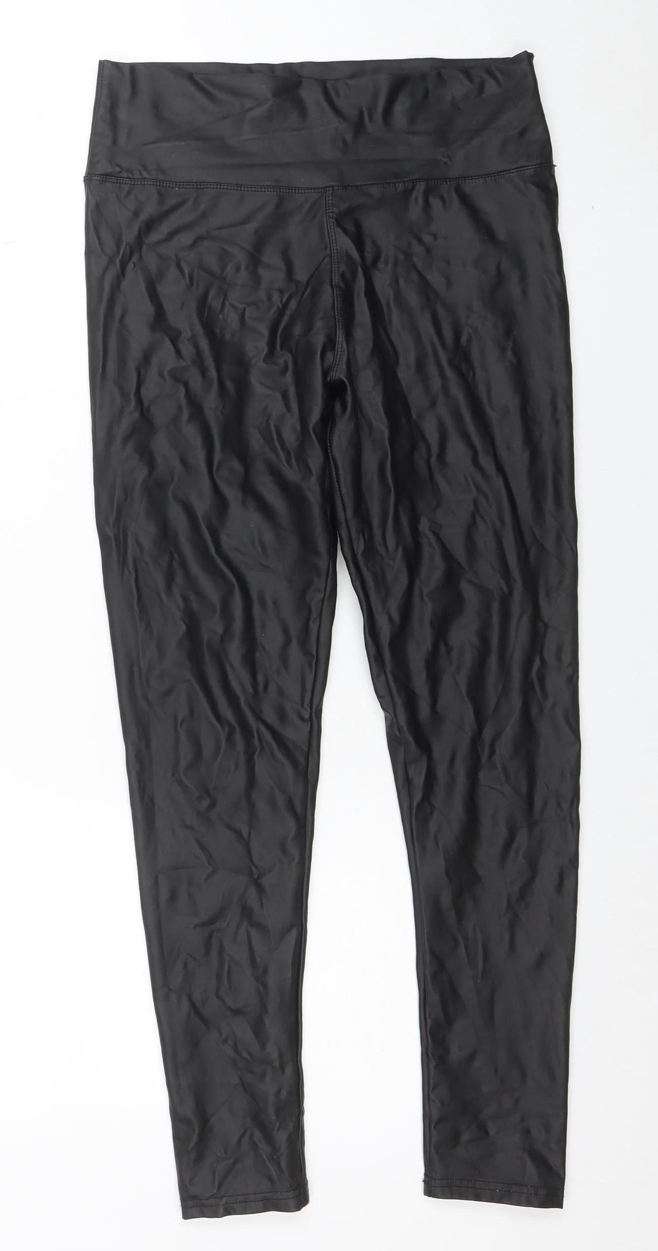 Yu & Me Women’s Black Faux Leather Stretch Leggings M