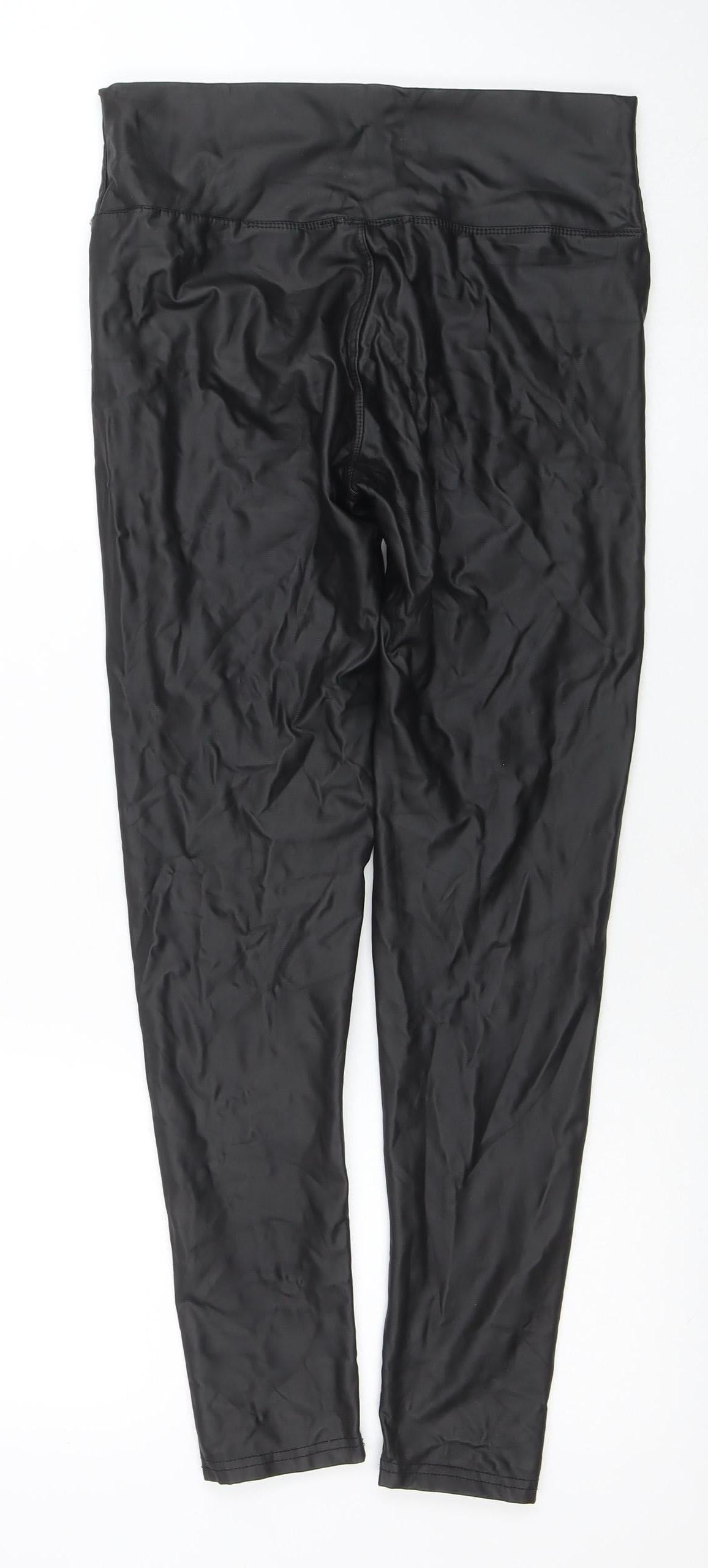 Yu & Me Women’s Black Faux Leather Stretch Leggings M