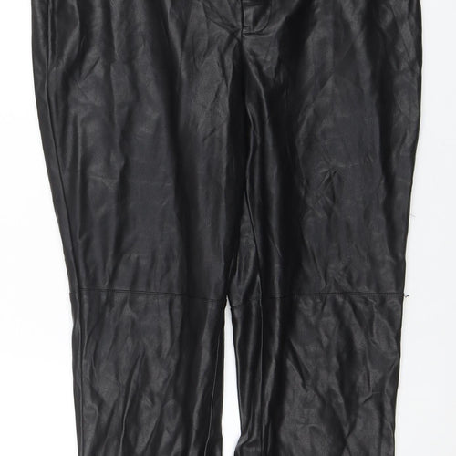 Very Womens Black Faux Leather Trousers Size 18 Elastic Waist