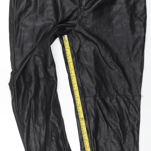 Very Womens Black Faux Leather Trousers Size 18 Elastic Waist
