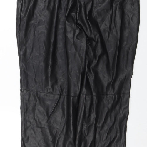 Very Womens Black Faux Leather Trousers Size 18 Elastic Waist