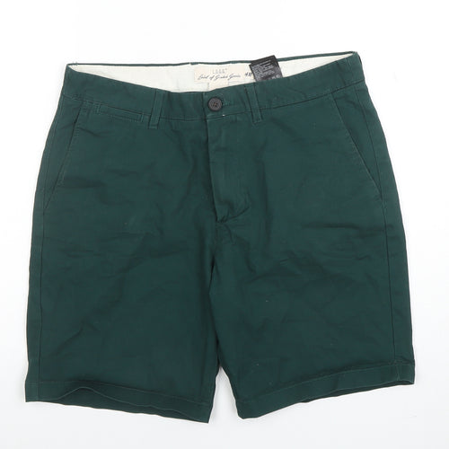 H&M Men’s Green Chino Shorts Size M 31in Cotton Casual Summer