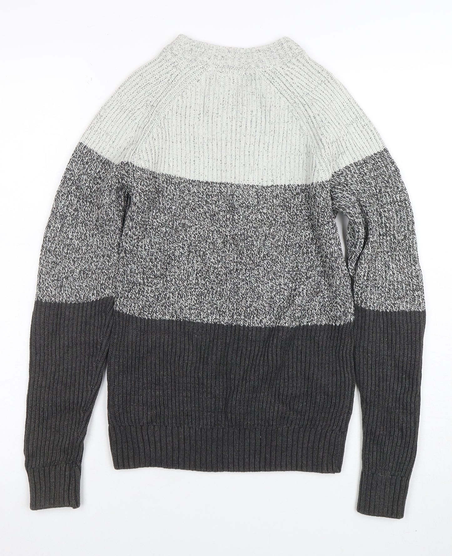 NEXT Boys Grey Colourblock Knit Jumper 13 Years Crew Neck Pullover