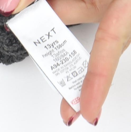 NEXT Boys Grey Colourblock Knit Jumper 13 Years Crew Neck Pullover