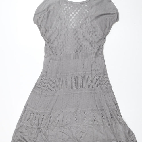 Oasis Women’s Grey Knit V-Neck Short Sleeve Dress Size S
