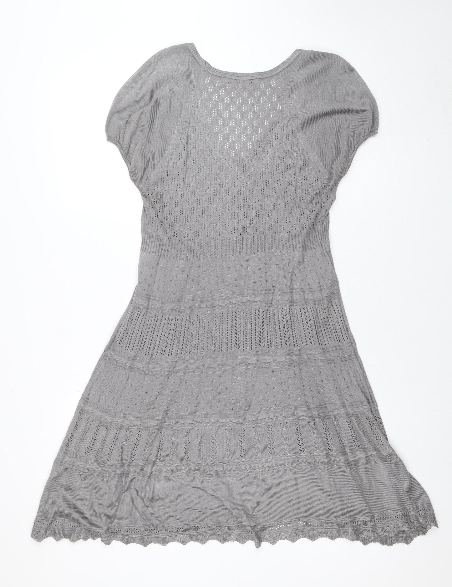 Oasis Women’s Grey Knit V-Neck Short Sleeve Dress Size S