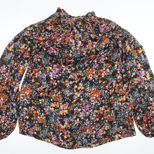 H&M Women's Multicoloured Floral Chiffon Ruffle Blouse XS