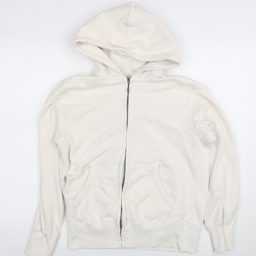 Uniqlo Women White Full Zip Hoodie Size M Cotton Blend